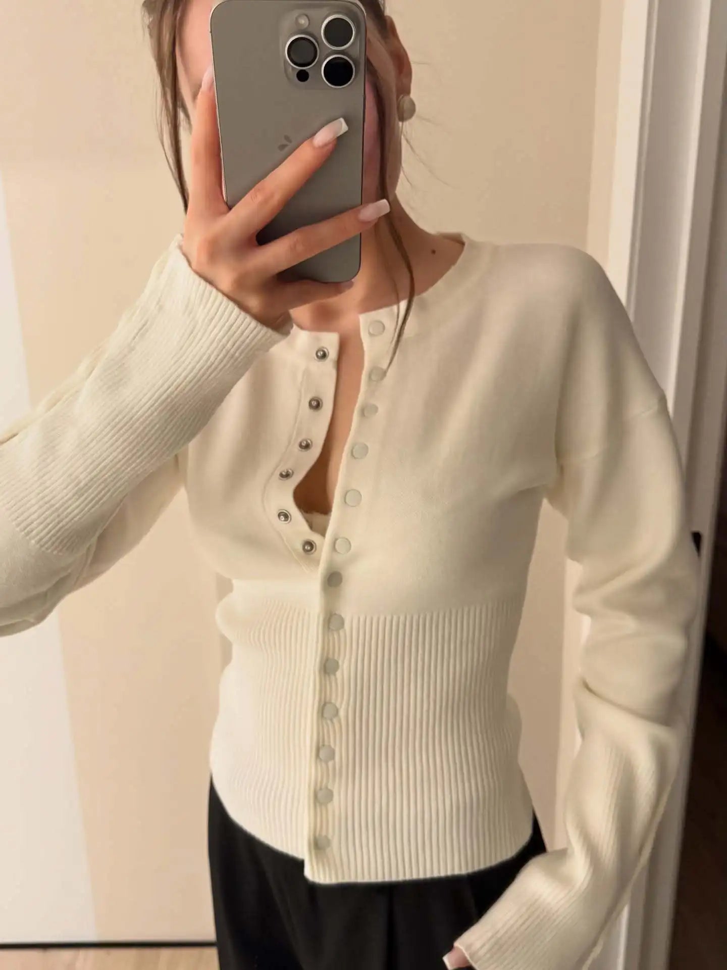 Cotton Simple Button Cardigan