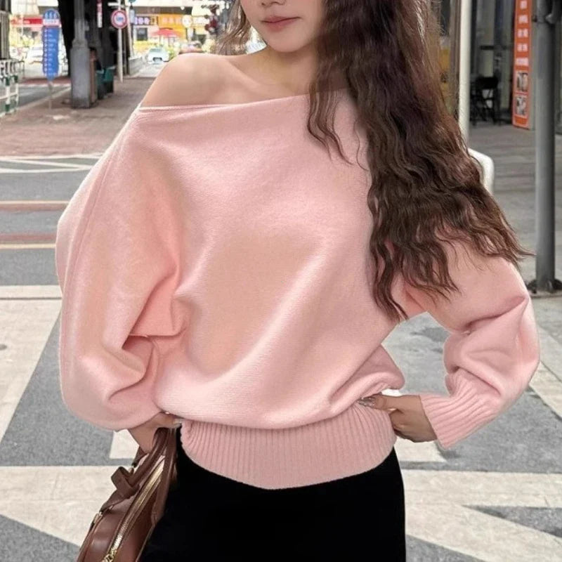 Basic Off-Shoulder Knit Sweater