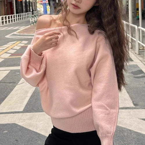 Basic Off-Shoulder Knit Sweater