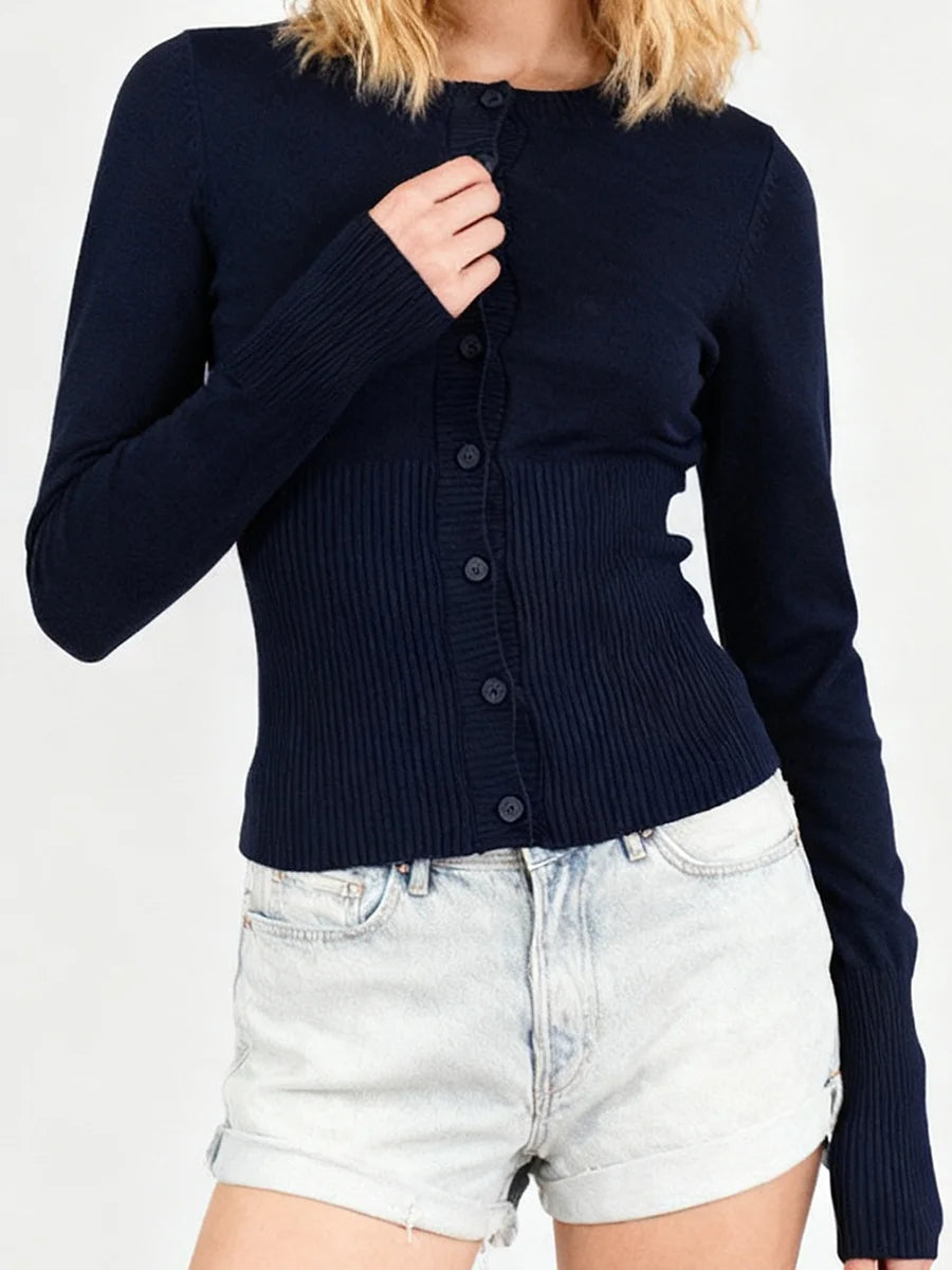 Cotton Simple Button Cardigan