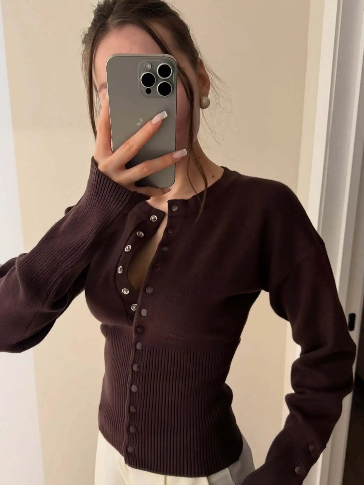 Cotton Simple Button Cardigan