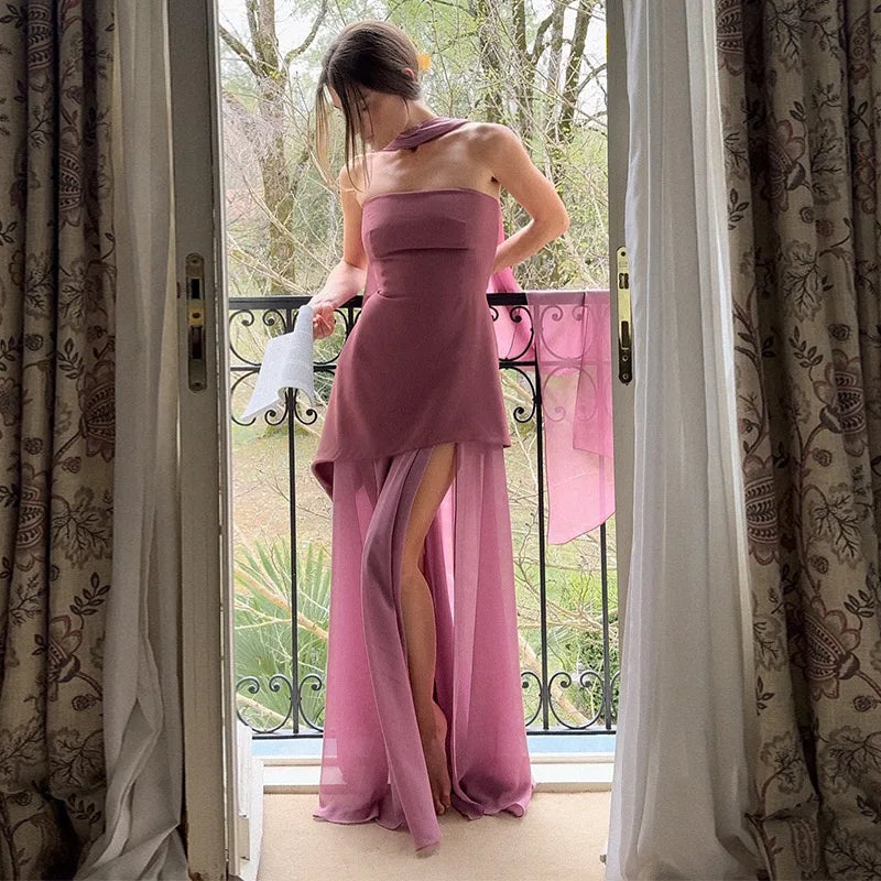 Elegant Strapless Ribbon Dress